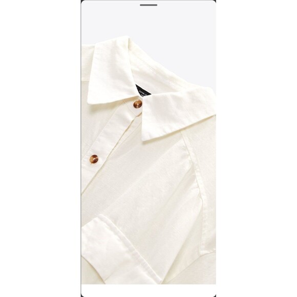 Zara linen blend belted shirt dress - Picture 5 of 6
